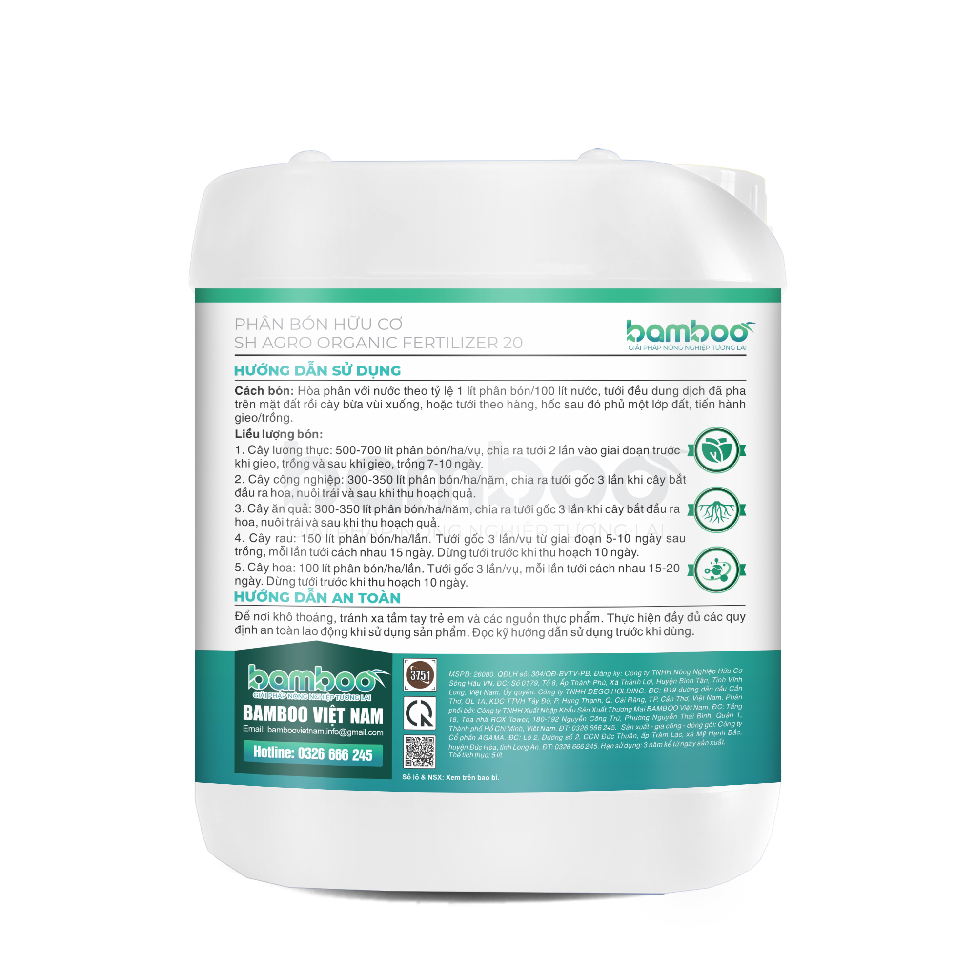 HH3751 - BAMBOO - PBHC SH AGRO ORGANIC FERTILIZER 20 - BAMBOO ORGANIC - CAN 5L - 4